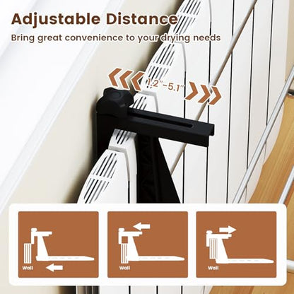 Tangkula Portable Clothes Drying Rack for Indoor & Outdoor Use(Large) | 1.2”-5.1” Adjustable Hook Length for Window sills Radiators Handrails & Guardrails | 2” Hanging Space | Robust Aluminum Frame - size: Large