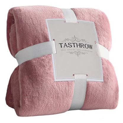 TASTHROW Pink Throw Blanket 50x60 Inches | Soft Plush Cozy Fleece Flannel Throw Blanket, Lightweight Warm Throws for Bed, Couch, Bedroom and Living Room, All Seasons - color: Pink, size: 50"x60"