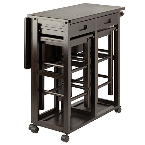 Winsome Suzanne Kitchen Table Set with Stools, Coffee, 33" | Convenient Sturdy Mobile Kitchen & Dining Room Table & Chairs with Storage for Small Spaces, Dorms, Apartments - color: Coffee Finish