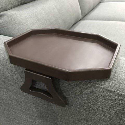 Sofa Arm Clip Table, Armrest Tray Table, Drinks/Remote Control/Snacks Holder … (Platic, Brown) - color: Brown