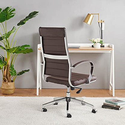 lux Modern Desk Chairs with Wheels and arms Ergo Chairs high Back Chair Computer Leather Modern Chair Leather Office Executive Chair (4020-brown) - color: 4020-brown