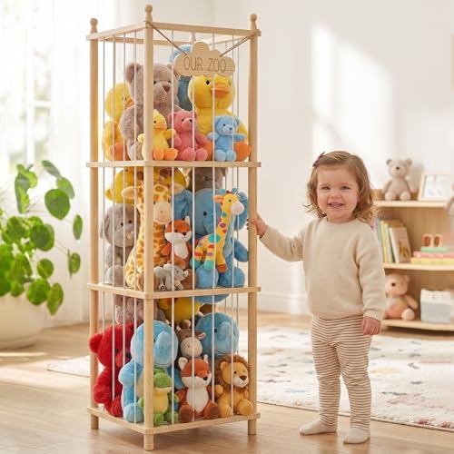 Stuffed Animal Storage,54 Inch Toy Organizer,Anti-Tip Design,Easy Assembly - size: 53.9*15.7*15.7 IN
