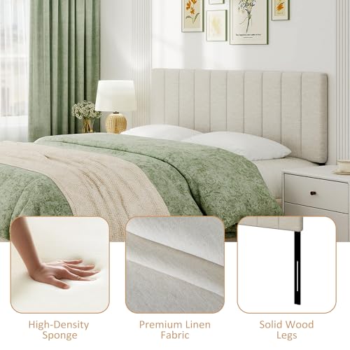King Size Headboard Only, Height Adjustable Linen, Beige - color: Linen-beige, size: King/California King