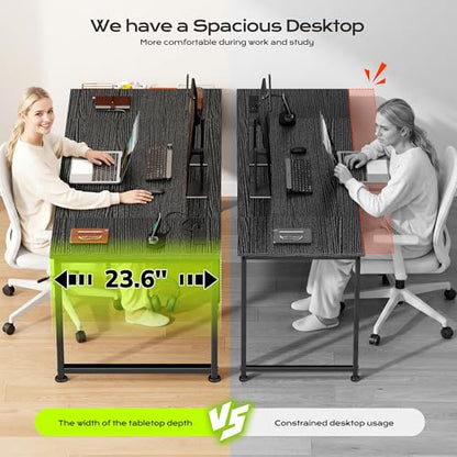 DurayLoly 63 x 24 inch Large Gaming Desk, 24mm Thick Desktop with RGB LED, Computer Desk with Built-in Power Outlets, Detachable Stand, 150LBS Heavy Duty, Ultimate Desk for Pro Gamers, Black - color: Black, size: 63 Inch