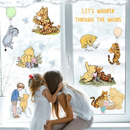 Winnie Character Stickers, Winnie Inspirational Stickers, The Pooh Wall Stickers for Kids, The Pooh Removable Sticker for Baby Kids Nursery Children Room Bedroom Living Room Playroom Wall Decoration - style: Winnie 04