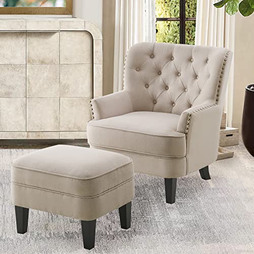Rosevara Atlas Accent Chairs for Living Room & Bedroom, Velvet Beige - color: Velvet Beige
