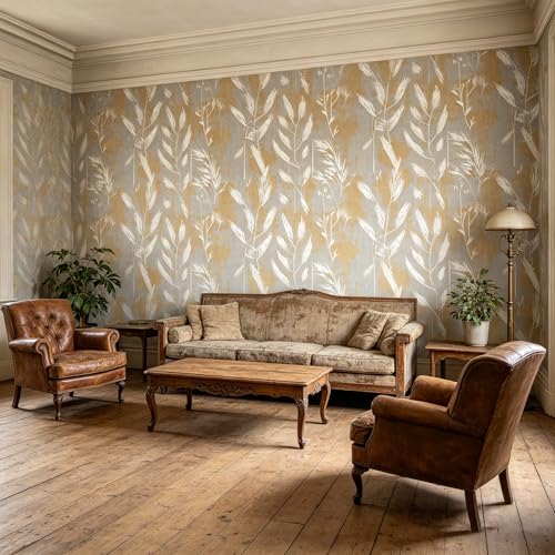 Modem Abstract Leaves Peel and Stick self Adhesive Wallpaper - 128''x32'' - color: X14, size: 128"x32"
