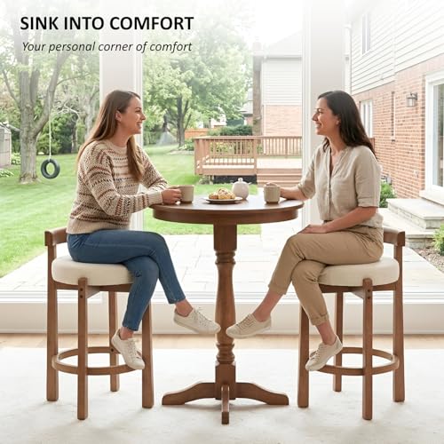 HEAH-YO Bar Stool, 26" Linen Fabric Upholstered Counter Height Bar Stools, Modern Barstool Counter Stools with Wood Legs for Kitchen Island Dining Room Bar, Beige - color: 26.5" Beige Linen, size: Counter Height - Set of 1