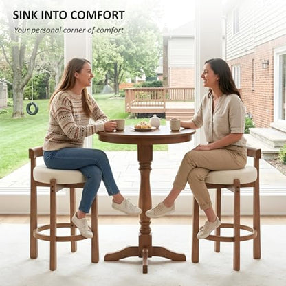 HEAH-YO Bar Stools Set of 4, 26" Linen Fabric Upholstered Counter Height Bar Stools, Modern Barstools Counter Stools with Wood Legs for Kitchen Island Dining Room Bar, Beige - color: 26.5" Beige Linen, size: Counter Height - Set of 4