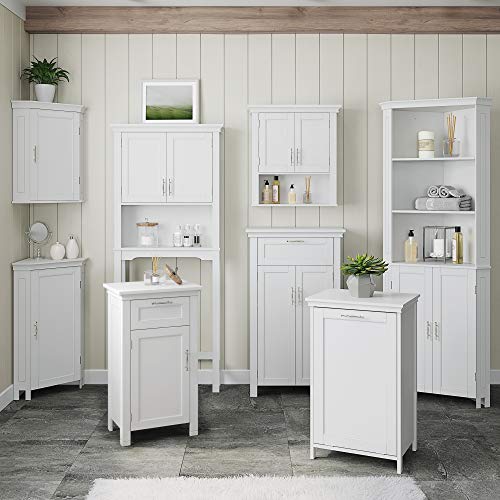 RiverRidge Somerset Two-Door Bathroom Wall Mount Medicine Cabinet, White | Open Display Shelf, Adjustable Interior Shelf, Two-Tone Handles, Space-Saving, Laundry Storage - color: White