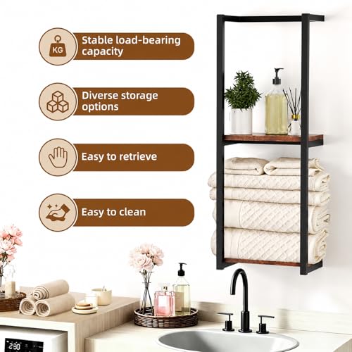 2 Pack Towel Racks for Bathroom, 2 Tier Wall-Mounted Towel Rack, Home Decor Shelf, Space-Saving Organizer Rack for Household, Bathroom, and Bedroom