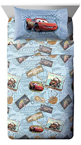 Disney/Pixar Cars Kids 7 Piece Full Comforter Set - Bed in a Bag with Shams, Lightning McQueen & Mater, Super Soft Fade Resistant Microfiber, Machine Washable Blue/Gray (Official Disney/Pixar Product) - color: Cars, size: 7 Piece Full