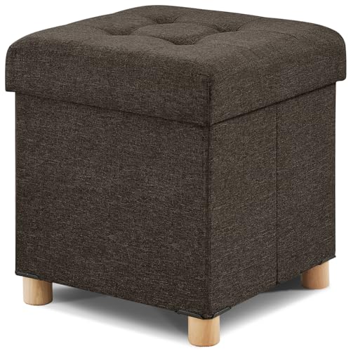 BRIAN & DANY Ottoman with Storage, Square Small Storage Ottoman Foot Rest with Legs, Ottomans Foot Stool for Dorm, Living Room, Entryway 14.8"x14.8"x17.8" (Brown) - color: Brown, size: 15"D x 15"W x 15"H