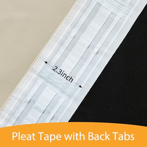RYB HOME 100% Blackout Light Beige Curtains for Living Room 90 inches Long | Heat & UV Blocking, Total Room Darkening, Noise Reducing, Back Tab, For Bedroom Dining Room Theater, W52 x L90, 2 Panels - color: Light Beige, size: 52"W x 90"L (Pack of 2)