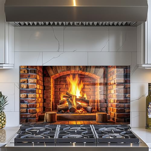 Evgosm Tempered Glass Backsplash for Kitchen, fireplace Stove Splashback, Glass Backsplash, Used for Kitchen Wall Protection and Decoration, Easy to Install and Clean. (30x16'') - size: 30"L x 16"W