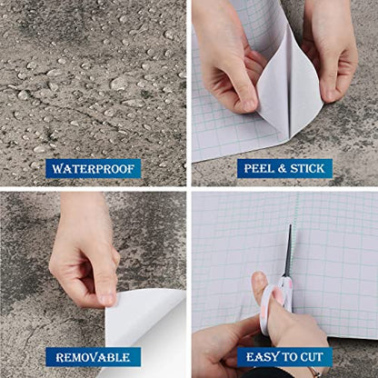 FunStick Grey Cracked Concrete Wallpaper Roll Peel and Stick Matte Concrete Countertop Contact Paper Self Adhesive Removable Vinyl Retro Cement Wall Paper for Bedroom Kitchen Drawers Thick 15.7"x78.7" - size: 15.8" x 78.8"