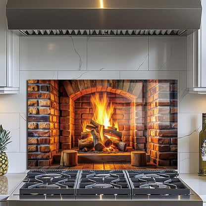 Evgosm Tempered Glass Backsplash for Kitchen， Stove Splashback, fireplace Glass Backsplash, Used for Kitchen Wall Protection and Decoration, Easy to Install and Clean. (30x18'') - size: 30"L x 18"W