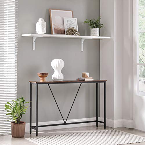 VASAGLE Console Sofa Table, Narrow Entryway Table, for Living Room, Bedroom, Easy Assembly, Rustic Brown and Ink Black ULNT020B01 - color: Rustic Brown + Ink Black, size: 9.1"D x 47.2"W x 29.1"H