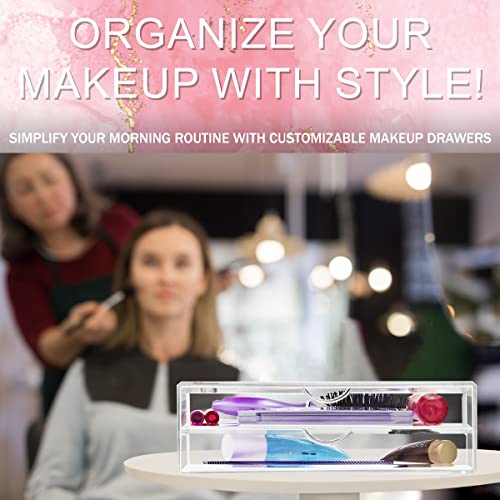 Sorbus Large Stackable Acrylic Drawers - 2 Clear Storage Drawers for Organizing Make up, Nail Polish, Hair Accessories, and Beauty Supplies - Makeup Organizer for Vanity, Bathroom Organizer Countertop