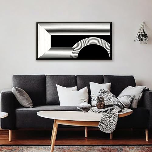 Abstract Wall Art Modern Canvas Art Wall Decor Minimalist Wall Art Geometric Line Canvas Artwork Print Paintings Black And White Wall Art Modern Picture For Bedroom Art Office Home Wall Decor 20"X 40" - color: black white, size: 40"L x 20"W