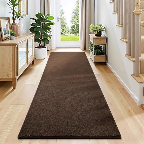 Vasofe Brown Hallway Runner Rug, 2x6 Feet Non Slip Runners, Memory Foam Rug | Indoor Thickened Bedside Rugs for Bedroom Dorm Kitchen Kids Boys Room, Washable Medium Pile Shag Fluffy Carpets for Entrance - color: Brown, size: 2' x 6' (Rectangular)
