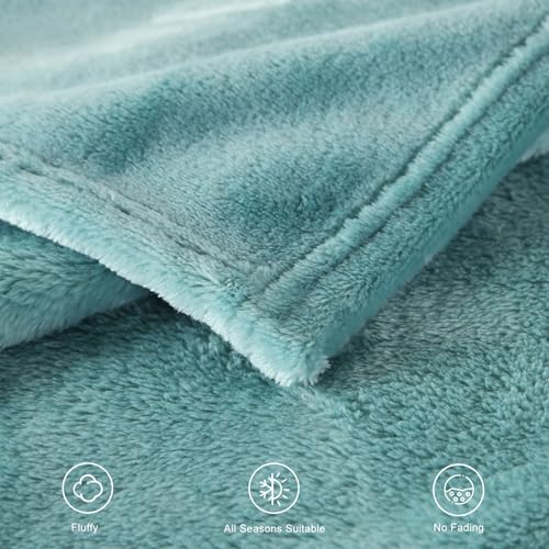 TASTHROW Bluishgreen Throw Blanket 50x60 Inches | Soft Plush Cozy Fleece Flannel Throw Blanket, Lightweight Warm Throws for Bed, Couch, Bedroom and Living Room, All Seasons - color: Bluishgreen, size: 50"x60"