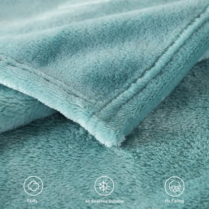 TASTHROW Bluishgreen Throw Blanket 50x60 Inches | Soft Plush Cozy Fleece Flannel Throw Blanket, Lightweight Warm Throws for Bed, Couch, Bedroom and Living Room, All Seasons - color: Bluishgreen, size: 50"x60"
