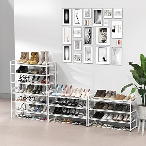 Simple Houseware 3-Tier Stackable Metal Panel Shoe Rack, White | 9 Pairs of Shoes Storage Organizer for Closet, Entryway, Garage & Corridor - color: White, style: Metal Panel