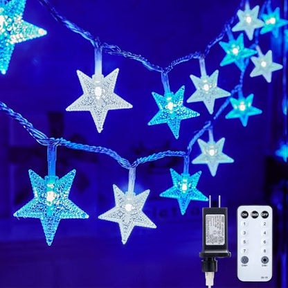 Minetom Star String Lights - color: Blue - 33ft