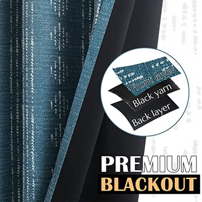 jinchan Boho Blackout Curtains 63 Inch Length for Bedroom Living Room | White on Blue Geometric Printed Grommet Curtains Room Darkening Thermal Insulated Window Treatments 2 Panels - color: Boho | White on Blue, size: 52"W x 63"L (Pack of 2)