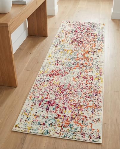 Rugs.com - Arlington Collection Rug – 6 Ft Runner Light Multi Coastal Runner – Distressed Medallion Design for Hallways, Kitchens, and Entryways - color: Light Multi, size: 2' x 6' (Runner)
