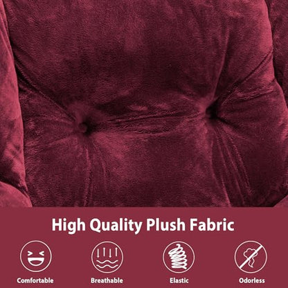 Youtanic Lazy Chair with Folding Ottoman, Accent Chair Plush Upholstered with Metal Structure and Non-Slip Pads, Sofa Armchair with Footrest and Side Storage Bag for Dorm, Room, Office, Rose Red - color: Plush Rose Red