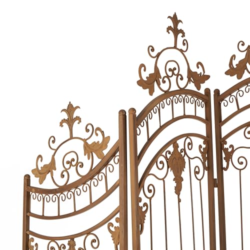 Deco 79 Metal Room Divider Screen 80" x 1" x 80", Satin Bronze | More privacy, room divider screens with scrollwork, 5-panel privacy panel, adjustable levelers
