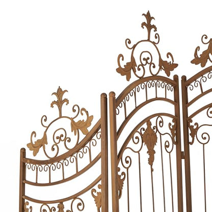 Deco 79 Metal Room Divider Screen 80" x 1" x 80", Satin Bronze | More privacy, room divider screens with scrollwork, 5-panel privacy panel, adjustable levelers
