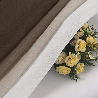 DWCN Brown Faux Linen Ombre Sheer Curtains - Gradient Semi Voile Curtains for Bedroom and Living Room, Set of 2 Grommet Top Window Curtain Panels, 42 x 84 Inches Long, Chocolate Brown - color: Chocolate Brown, size: 42"W x 84"L (Pack of 2)