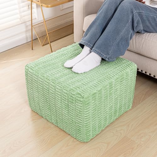 Asuprui Square Pouf Ottoman, Foot Rest for Couch Sofa,Sage Green, 20x14 in | Footstool Ottoman,Stuffed Pouf Ottoman,All-One Foam Filler, Footrest,Beanbag Chair,Floor Pouf for Living Room Wedding Bedroom - color: Sage Green