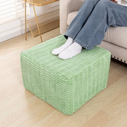 Asuprui Square Pouf Ottoman, Foot Rest for Couch Sofa,Sage Green, 20x14 in | Footstool Ottoman,Stuffed Pouf Ottoman,All-One Foam Filler, Footrest,Beanbag Chair,Floor Pouf for Living Room Wedding Bedroom - color: Sage Green