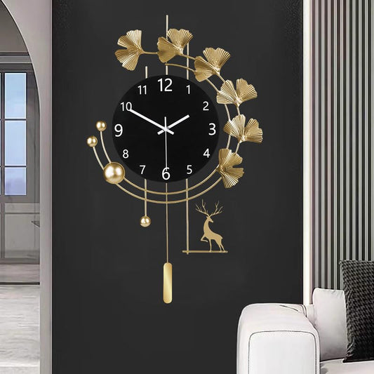 SIN&MI Large Wall Clocks for Living Room, Metal Wall Art Decoration,Silent Non Ticking,Battery Operated Oversized Round Modern Wall Clock for Bedroom,Farmhouse,Office Wall Decor/16 * 26Inch - color: 2518-gold-black