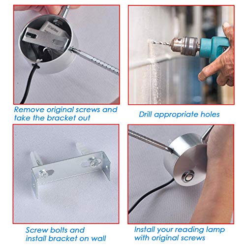 Adust Reading Lights for Books in Bed, Bedside Reading Lamp, 3W LED Dimmable Wall Mount Lamp, Adjustable Colour - size: 1 pack