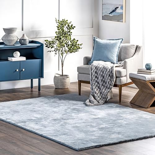nuLOOM Loni Light Blue Solid Washable Area Rug, 2' x 3' - color: Light Blue, size: 2' x 3' (Rectangular)