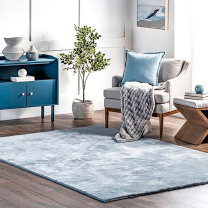 nuLOOM Loni Light Blue Solid Washable Area Rug, 4' x 6' - color: Light Blue, size: 4' x 6' (Rectangular)