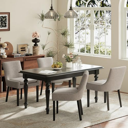 COLAMY Modern Dining Room Chairs Set of 4 with Mid Back and Wood Legs, Upholstered Kitchen Chairs for Dining Room/Living Room, Camel - color: Camel, size: Set of 4