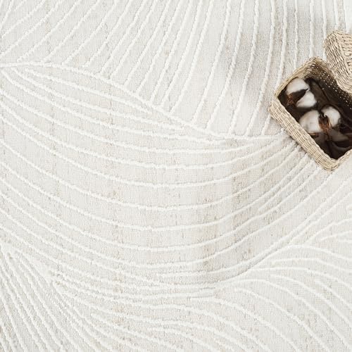 Abani Cream Area Rug – 9' x 12' – Vera Collection – Wave Texture Pattern – Non-Shedding, Easy to Clean – Durable for Living Room, Bedroom, or Office, Pet & Child Friendly - size: 9' x 12' (Rectangular)