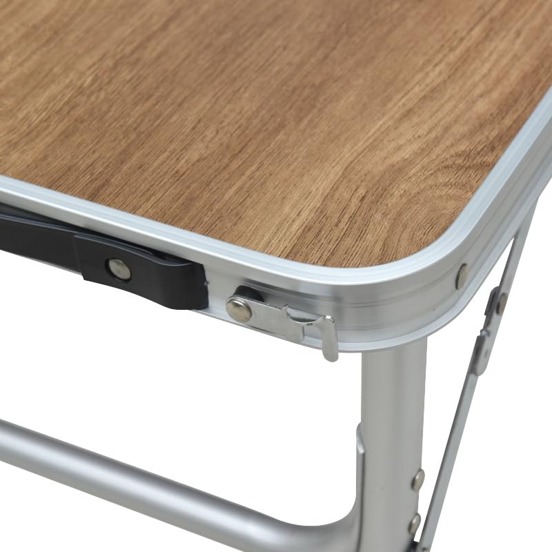 Small Folding Camping Table, 2ft Portable Picnic Table Aluminum 24" x 16" Folding Table, 3 Adjustable Heights Portable Lightweight Table Dining Table for RV, Picnic, Beach (Wood Pattern) - color: Wood Pattern