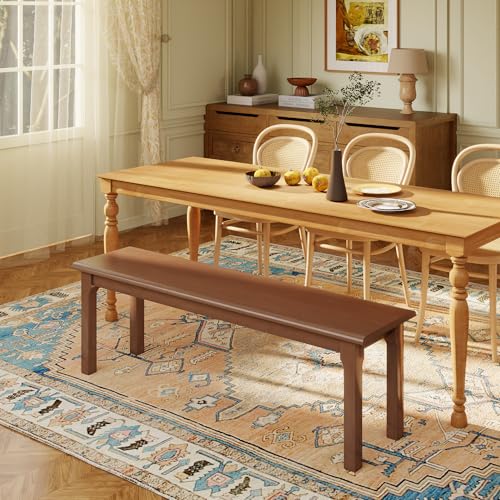 Dining Bench 55.1" Wood Solid Oak Wooden Bed End/Entryway Bench for Bedroom Living Room Kitchen(Brown) - color: Brown, size: 55.1"