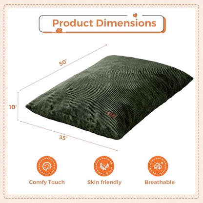 MAXYOYO 3 in 1 Kids Bean Bag Chair Bed, Comfy Floor Sofa with Removed Cover | Convertible Chair Folds from Bean Bag to Lounger, Floor Sofa Couch with High-Density Foam Filling, Dark Green - color: Dark Green