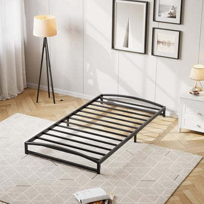 IDEALHOUSE Low Bed Frame, 6 in Twin Size Metal Platform Bed Frame, Black | Arch Design, Heavy Duty Bed Frame, Strong Bearing Capacity, No Box Spring Needed, - color: 6 Inch Black, size: Twin