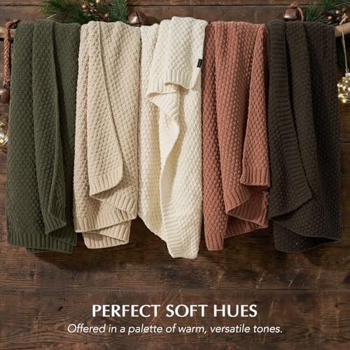 EVERGRACEHOME Chunky Chenille Knit Throw Blanket, 60 x 80, Cocoa Brown | Sculpted Moss Stitch, Chic Modern Farmhouse, All-Season Warmth, OEKO-TEX® Certified, Elegant Blanket for Couch, Bed, Sofa - color: Cocoa Brown, size: 60" X 80"