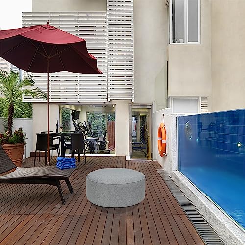 FUNHOME Inflatable Stool Ottoman Footrest with Handle D20 xH9-Light Gray | Indoor Outdoor Footrest Seat, Water-Repellent, Footstool Pouf for Home Patio Garden and Camping Use - color: Light Gray