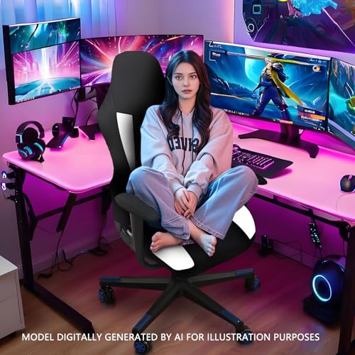Gaming Chair Covers Only,Stretchable Fit Thick Breathable Mesh | Cat Scratch Proof,Scratch Resistant,Soft,Gaming Chair Seat Cover with 2Pcs Armrest Slipcovers(Black-white,Style 2) - color: Black-white, size: Style 2